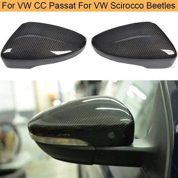 Крышка зеркала заднего вида из углеродного волокна Для Volkswagen CC Passat Для Scirocco Beetles 2009 + Крышки боковых зеркал, черный глянец