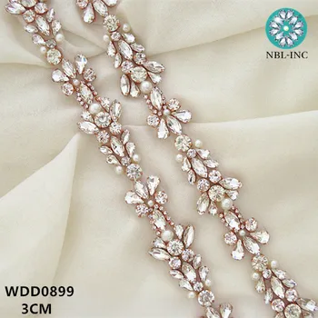 (10 ярдов) Оптовая Продажа, свадебное ручное шитье бисером, серебряная отделка с аппликацией из горного хрусталя для свадебного платья WDD0899