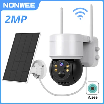 1080P WiFi Камера Наружная беспроводная PTZ IP-камера с батареей на солнечной панели Камеры видеонаблюдения PIR Human Detect ICSEE