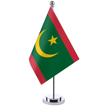 14x21 см Офисный Стол Флаг Мавритании Баннер Настольная Подставка Для Зала Заседаний Шест Набор Мавританских Национальных Флагов Декор Конференц-зала