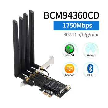 1750 Мбит/с BCM94360CD PCIe Настольная WiFi Карта 802.11ac Bluetooth 4.0 Bcm94360 Беспроводной Адаптер Для macOS Hackintosh Dekstop PC