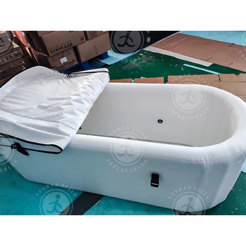 196x72 x 62 см Черная надувная трубка для ледяной ванны на 2 персоны с крышкой для спортивного восстановления
