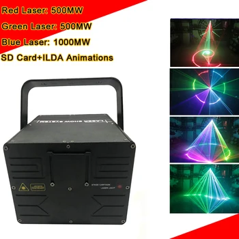2 Вт DMX RGB ILDA Анимационный Лазерный проектор Сканер Профессиональное Освещение Сцены DJ Диско-бар Клубная Вечеринка Свадебный Эффект + SD-карта