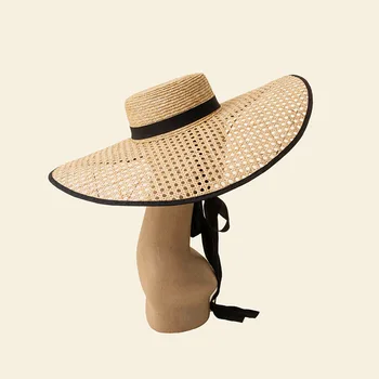 202204-HH5203 шикарная модельная выставка, летняя соломенная шляпа в китайском стиле, процесс ручного ткачества, открытая женская солнцезащитная кепка для отдыха, женская шляпа для отдыха