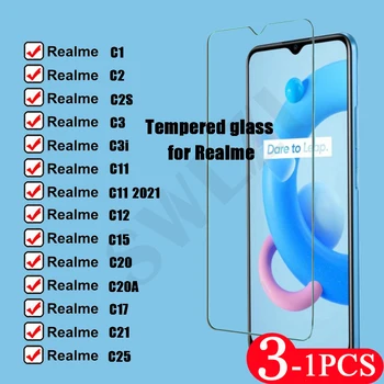 3-1 шт. пленка для Realme C11 2021 C12 C15 C17 C20 C20A C21 C25 C1 C2 C2S C3 C3i из закаленного стекла, защитная пленка для экрана телефона