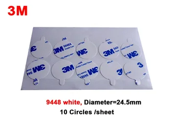 3 м 9448A Белая двухсторонняя клейкая круглая наклейка Диаметром = 24,5 мм/20 мм/30 мм, со съемным язычком, простая в эксплуатации