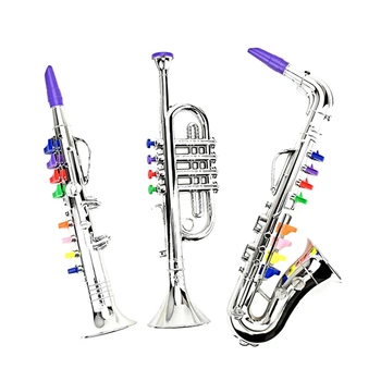 3шт Саксофон Труба Детская Игрушка Духовые И Латунные Музыкальные Инструменты Комбинированная Игрушка Для Игр малышей