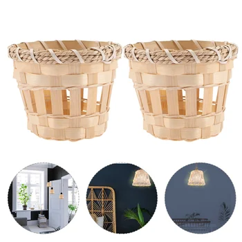4 шт., маленький абажур, винтажный чехол для домашнего декора, бамбуковые бытовые абажуры, Светильник для помещений