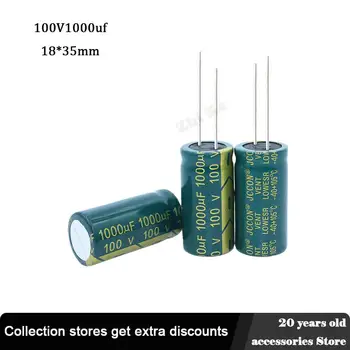 4шт 100 В 1000 мкФ 18 *35 мм алюминиевый Электролитный Конденсатор с низким ESR 1000 мкф 100 В Электрические Конденсаторы Высокой частоты 20%