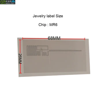 50шт UHF RFID MR6 чипсет Ювелирная этикетка 68x26 мм EPC C1G2 белая бумажная этикетка Наклейка Бирка для управления ювелирными изделиями