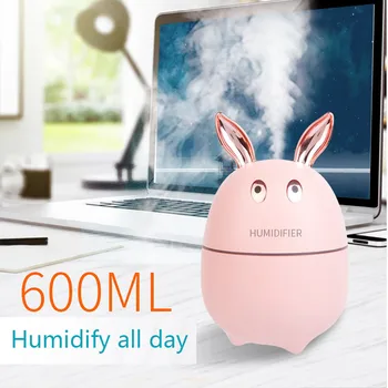 600 мл Увлажнитель воздуха С милым кроликом, бесшумный Usb-диффузор с ароматическими эфирными маслами, Автомобильный Увлажнитель Воздуха, Туманоуловитель