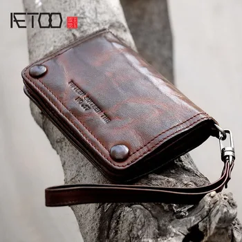 AETOO, новый ретро кожаный ремень ручной работы из овчины, повседневный короткий мужской и женский кошелек для хипстеров, набор сумок ручной работы