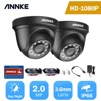 ANNKE 2шт 2-мегапиксельная Камера системы видеонаблюдения с разрешением 1080P HD, ИК-камера ночного видения, Аудиозапись, Водонепроницаемый корпус, комплект камеры