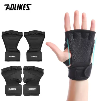 AOLIKES 1 Пара Перчаток для фитнеса в тренажерном зале, защита ладоней с обертыванием запястья, поддержка для тренировок по Кроссфиту, Бодибилдингу, поднятию тяжестей