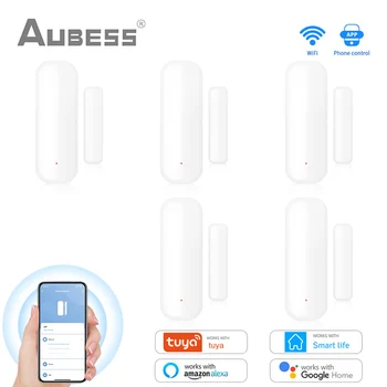 Aubess Tuya WiFi Умный Дверной Датчик Умный Дом Детекторы открытия/Закрытия Дверей Датчик Окна SmartLife Работает с Google Home Alexa