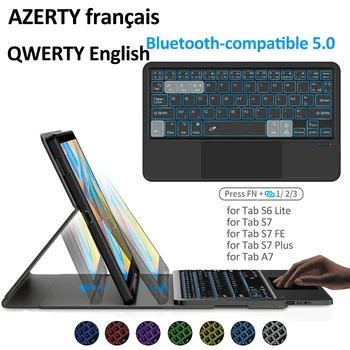 AZERTY Французская Клавиатура Чехол для Samsung Galaxy Tab S6 Lite Чехол BT 5.0 для Galaxy A8 A7 S7 FE Plus Трекпад 7 Цветов Подсветки