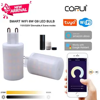 CORUI Tuya G9 Dimmable Smart Light G9 WiFi 6 Вт светодиодная лампа Интеллектуальный свет 220 ~ 240 В Поддержка Alexa Google Home Голосовое управление