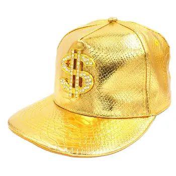 Doitbest Металлическая мужская бейсболка в стиле золотого доллара, хип-хоп кепка, кожаные Регулируемые бейсболки с откидной спинкой для мужчин и женщин
