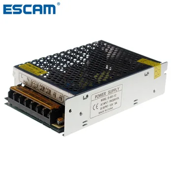 ESCAM 12 В 5A 60 Вт Переключатель Питания Трансформатор для Камеры видеонаблюдения для системы безопасности Полоса переменного тока 110 В-240 В Вход в DC 12 В инструмент
