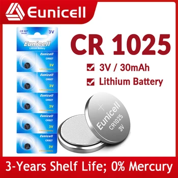 Eunicell CR 1025 DL1025 BR1025 5022LC KCL1025 CR1025 Литиевая батарея емкостью 3 В 30 мАч, Часы с Дистанционным Управлением, Батарейки для Монет