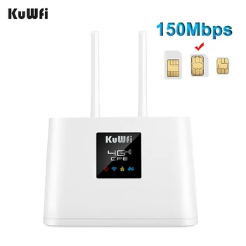 KuWFi 4G Wifi Маршрутизатор 150 Мбит/с Беспроводной Wi fi Lte Маршрутизатор со слотом для Sim-карты, Разблокированный Модем с Внешними антеннами, Порт WAN/LAN