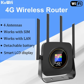 KuWFi 4G Беспроводной Маршрутизатор 300 Мбит/с LTE WiFi Маршрутизатор 3G/4G SIM-карта WiFi Точка доступа Маршрутизатор Модем Встроенный Аккумулятор 3000 мАч