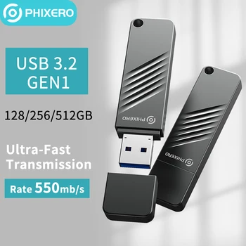 PHIXERO Портативный Твердотельный диск USB 3,2 Флэш-накопители Pendrive 128 ГБ 256 ГБ 512 ГБ Памяти для Камеры ПК Ноутбука