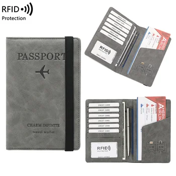 RFID Сумка Для Паспорта Роскошная Сумка Для Документов Дорожный Кожаный Чехол Держатель Для паспорта Обложка для паспорта Titular De Pasaporte De Cuero 2023
