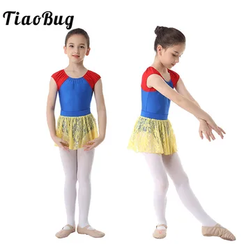 TiaoBug, Детская шапочка для девочек, с рукавами Принцессы, Сценические танцевальные костюмы, Детское Гимнастическое Балетное Трико с кружевной юбкой-пачкой, комплект