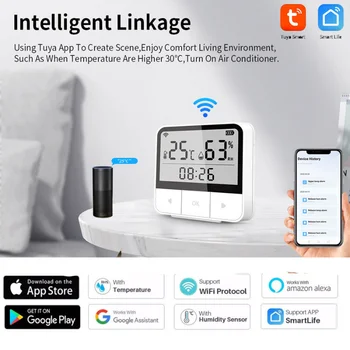 Tuya Smart Wifi Датчик температуры и влажности Умный дом Беспроводной датчик температуры и влажности