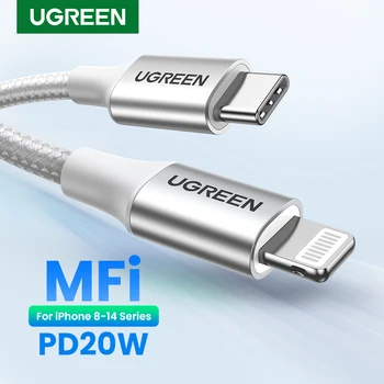 UGREEN MFi 20/30 Вт USB Type C к кабелю Lightning для iPhone 14 Pro Max 13 12 Plus Mini PD Кабель для Быстрой зарядки iPad 1 м 2 м