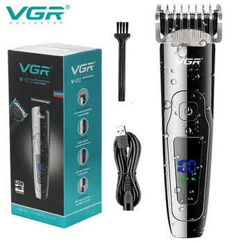 V-072 триммер для волос, машинка для стрижки волос, USB перезаряжаемая машинка для стрижки волос, машинка для стрижки бороды, водонепроницаемый ЖК-резак для волос VGR