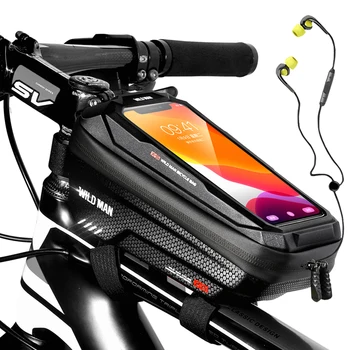 WILD MAN Новая велосипедная сумка с рамой и передней верхней трубкой, велосипедная сумка, Водонепроницаемый чехол для телефона 6,6 дюйма, сумка с сенсорным экраном, MTB-пакет, Аксессуары для велосипеда