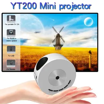 YT200 Портативный светодиодный Мини-Проектор Для домашнего Кинотеатра, Медиаплеер, Детский Подарочный Кинотеатр, Проводной Такой Же Экран Для Android iPhone W0Z3