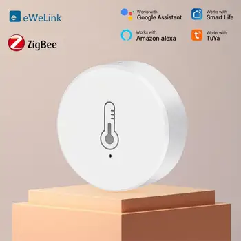 Zigbee Tuya/eWeLink Умный Датчик температуры и влажности, Термометр-Гигрометр для помещений, Работа С Smart Life Alexa Google Home