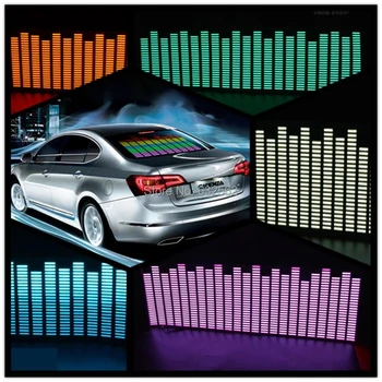 Автомобильный неоновый EL Музыкальный ритм, светодиодная подсветка лобового стекла Автомобиля, Звукоактивируемый эквалайзер, лампа-вспышка, наклейка для укладки с блоком управления