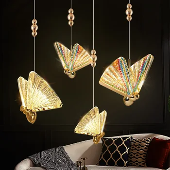 Бабочка Светодиодные подвесные светильники Подвесная лампа Внутреннего освещения для прикроватной тумбочки Гостиная Столовая Кухня