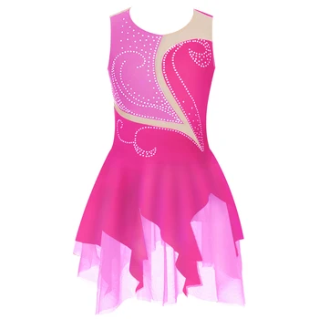 Балетное платье-пачка для девочек без рукавов, гимнастические тренировочные танцевальные костюмы балерины для лирического танца, сценическое представление на фигурном катании