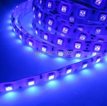 Бесплатная доставка 16,4 фута 5 М УФ-ультрафиолетовая светодиодная лента 5050 SMD фиолетовая 300 светодиодная гибкая лента с защитой от коррозии 12 В (60 светодиодов/м) IP65