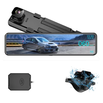 Видеорегистратор 60 кадров в секунду Smart streaming Mirror GPS Car Dash Cam с водонепроницаемой резервной камерой 11,88-дюймовый сенсорный экран GPS Слежения