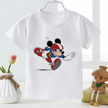 Детская Белая футболка Disney с принтом Микки Мауса, Бейсбольная футболка для мальчиков, Высококачественная Детская футболка Four Seasons, Трендовая Повседневная футболка Унисекс, Размер от 3 до 8 лет