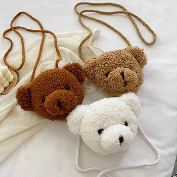 Детская плюшевая сумка с милым медведем, детские мультяшные сумки-мессенджеры, плюшевые кошельки Kawaii, рюкзак с мягкими животными для маленьких девочек