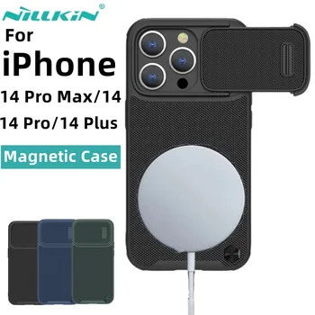 Для iPhone 14 ProMax Магнитный Чехол NILLKIN Текстурированный Пружинный Чехол Из Нейлонового S-волокна Slide Camera Cover Для iPhone 14 Plus/14 Pro Case