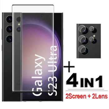 Для Samsung Galaxy S23 Ultra Glass 3D Полное покрытие Изогнутая защитная пленка для экрана S23 из ультра закаленного стекла Samsung S23 Ultra 5G Пленка для объектива