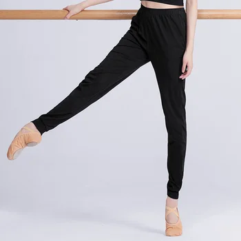Женские Балетные Танцевальные брюки для взрослых, черные Хлопчатобумажные модальные Тренировочные Балетные танцевальные брюки, Гимнастические Брюки