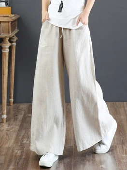 Женские брюки в стиле литературного минимализма, широкие брюки с высокой талией, Элегантные повседневные укороченные брюки свободного кроя, Женская одежда