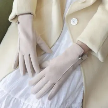Зимние перчатки, моющиеся женские зимние перчатки, декоративные, сохраняющие тепло, Элегантные зимние перчатки чистого цвета