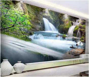 изготовленная на заказ фреска 3D фотообои Современный горный водопад Пейзаж фон домашнего декора обои для стен 3d гостиной