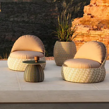 Изготовленный на заказ открытый ротанговый диван патио балкон терраса отеля сад водонепроницаемая солнцезащитная мебель из ротанга для отдыха кресло из ротанга диван
