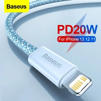 Кабель для быстрой зарядки Baseus 20W PD для iPhone 13 12 11 Pro Xs Max XR USB Type C к Осветительному Кабелю для iPad, Шнуру передачи данных, Зарядному устройству